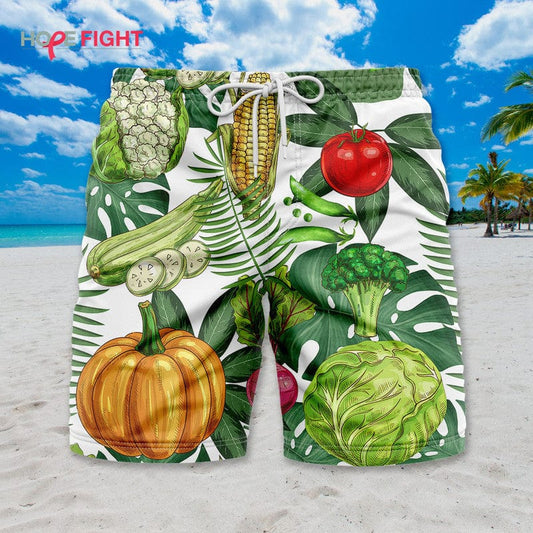 Tropical Vegetable Swim Trunks, Fun Farmer & Vegan Outfit
