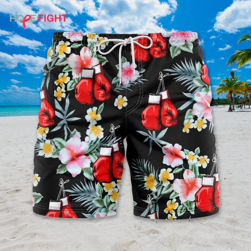 Tropical Boxing Swim Trunks, Fun Boxer Training Outfit