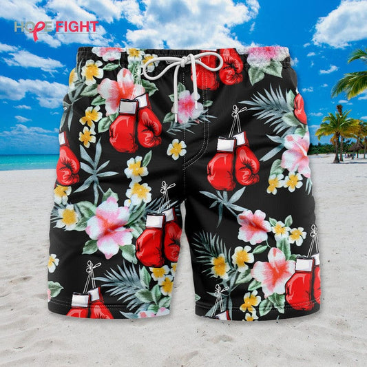 Tropical Boxing Swim Trunks, Fun Boxer Training Outfit