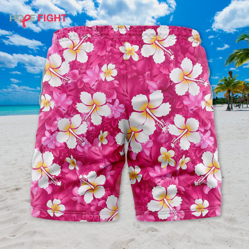 Hibiscus Swim Trunks, Vibrant Pink Floral Print for Beach & Vacation
