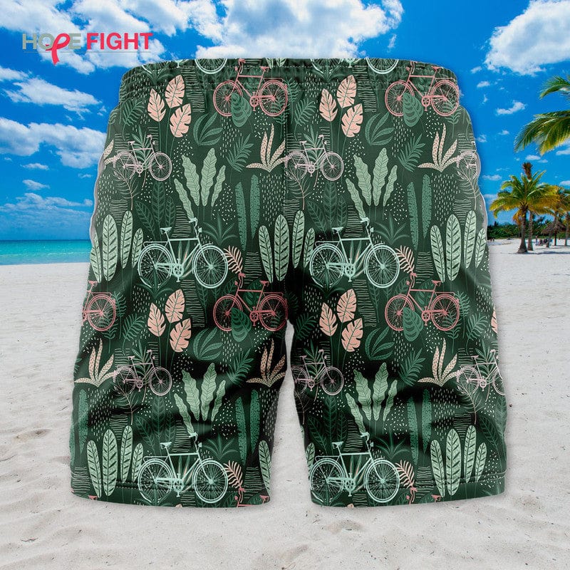 Tropical Bicycle Swim Trunks, Vintage Cycling Adventure Outfit