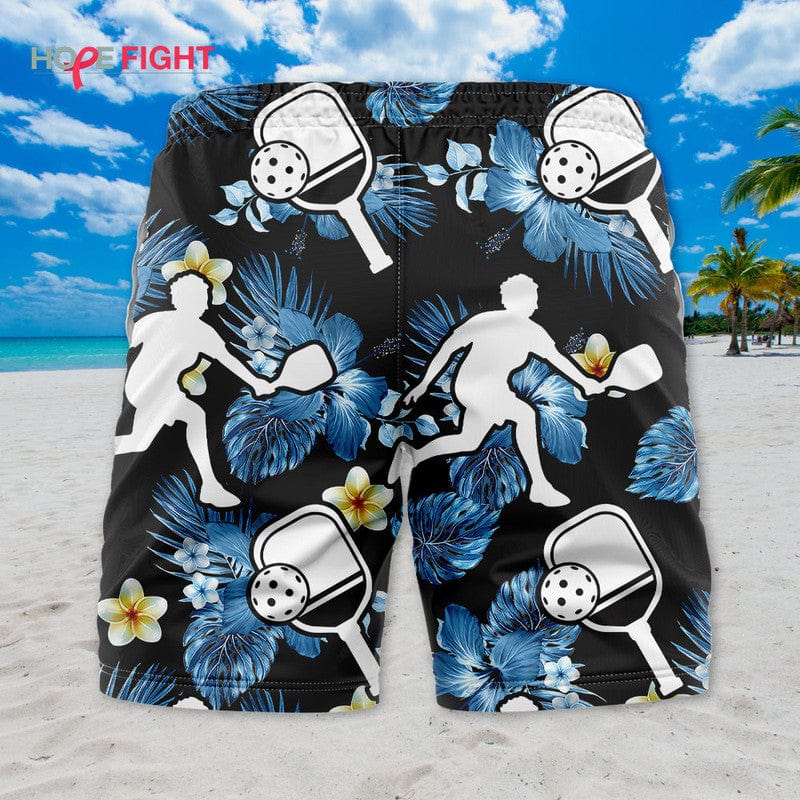 Tropical Pickleball Swim Trunks, Fun Pickleball Players Outfit
