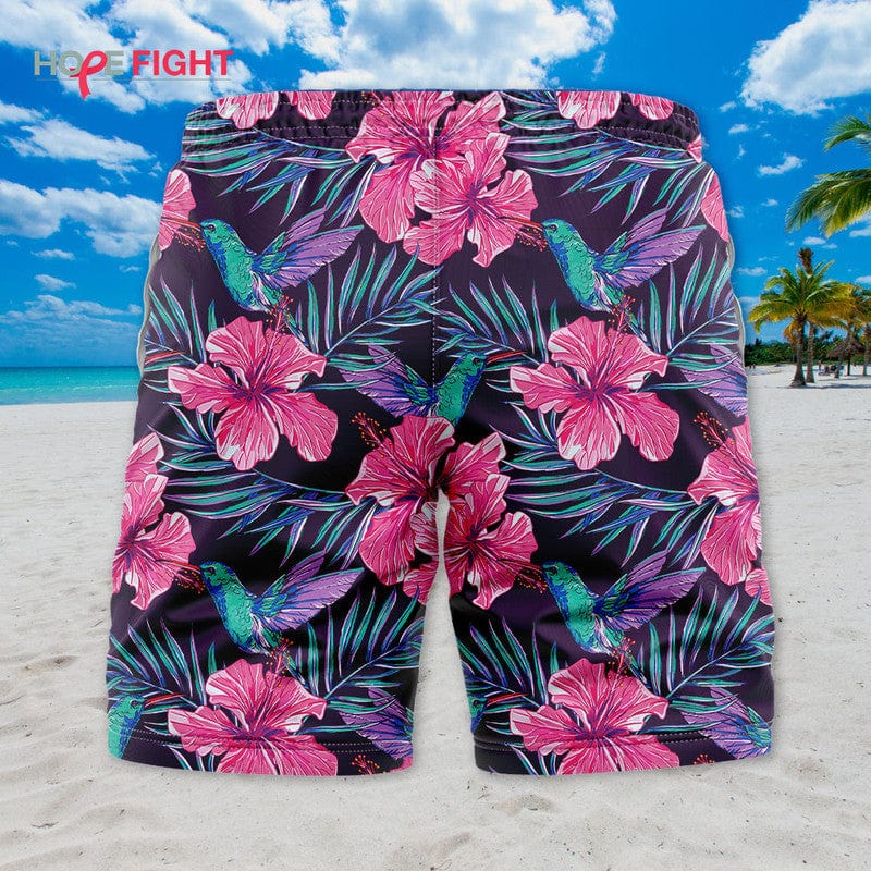 Tropical Hummingbird Swim Trunks, Vibrant Floral Paradise Outfit