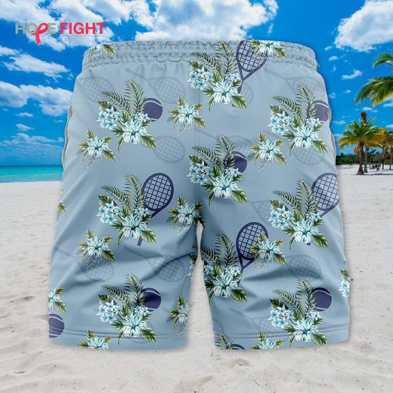Tropical Tennis Swim Trunks, Fun Tennis Players Beach Outfit
