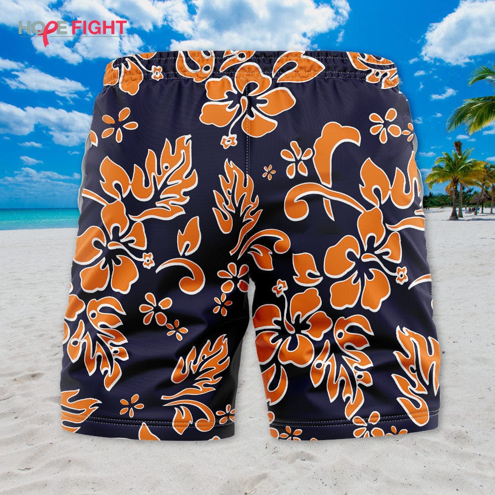 Orange Hibiscus Swim Trunks