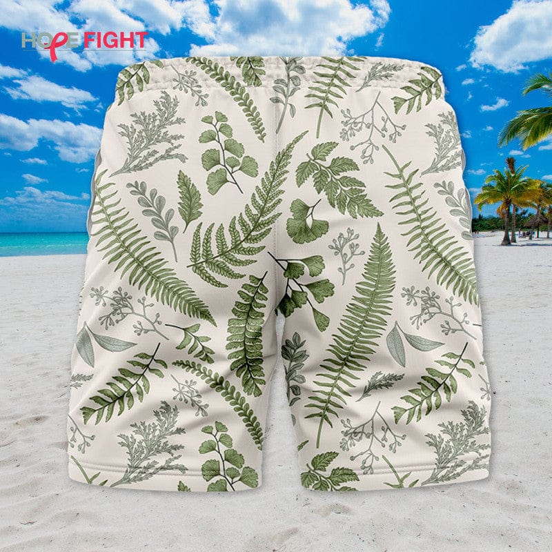 Tropical Fern Swim Trunks, Vintage Green Botanical Design