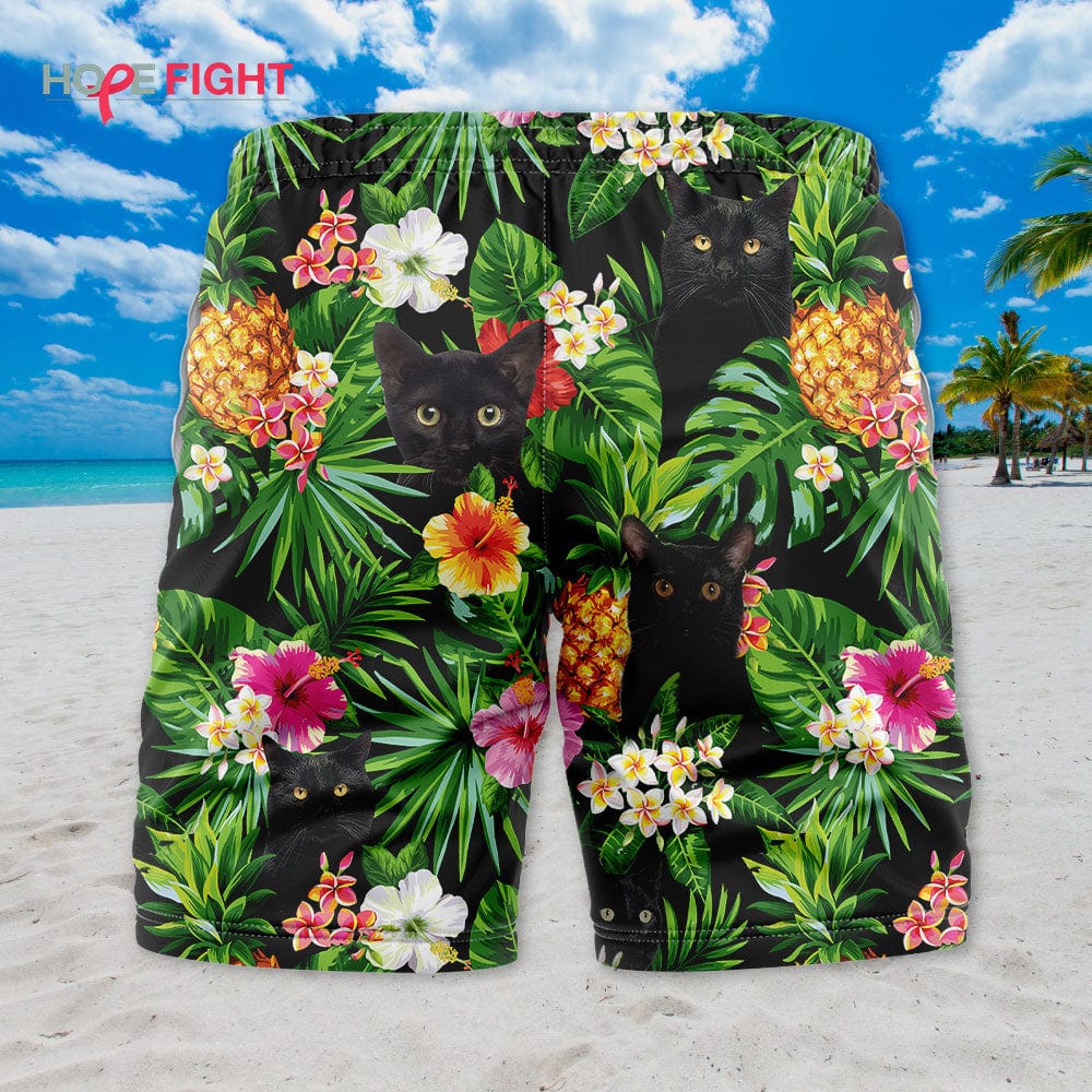 Black Cat Pineapple Swim Trunks