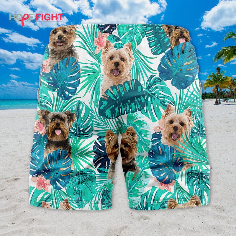 Tropical Yorkie Swim Trunks, Cute Yorkshire Terrier Lovers Outfit