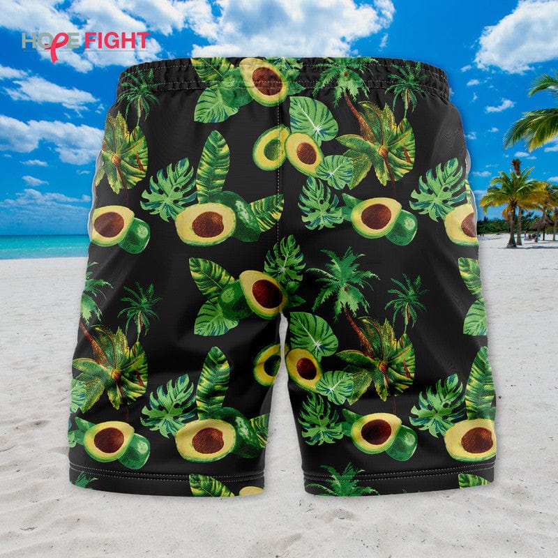 Tropical Avocado Swim Trunks, Fun Guacamole Lovers Outfit