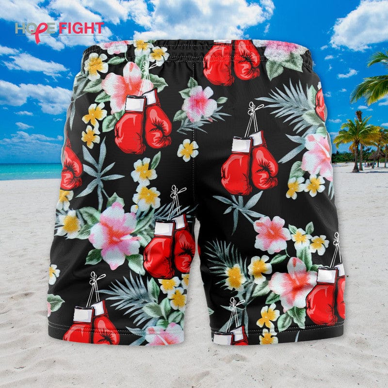 Tropical Boxing Swim Trunks, Fun Boxer Training Outfit