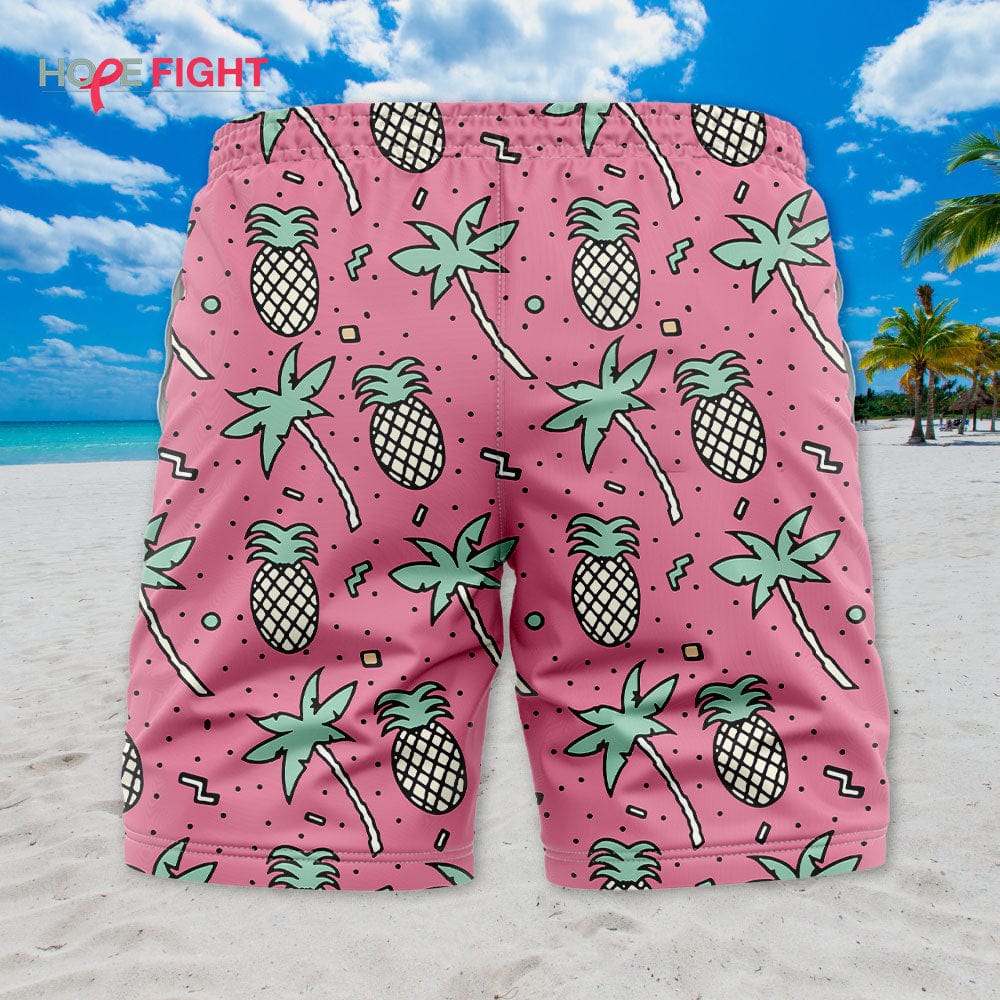 Pink Pineapple Palm Swim Trunks