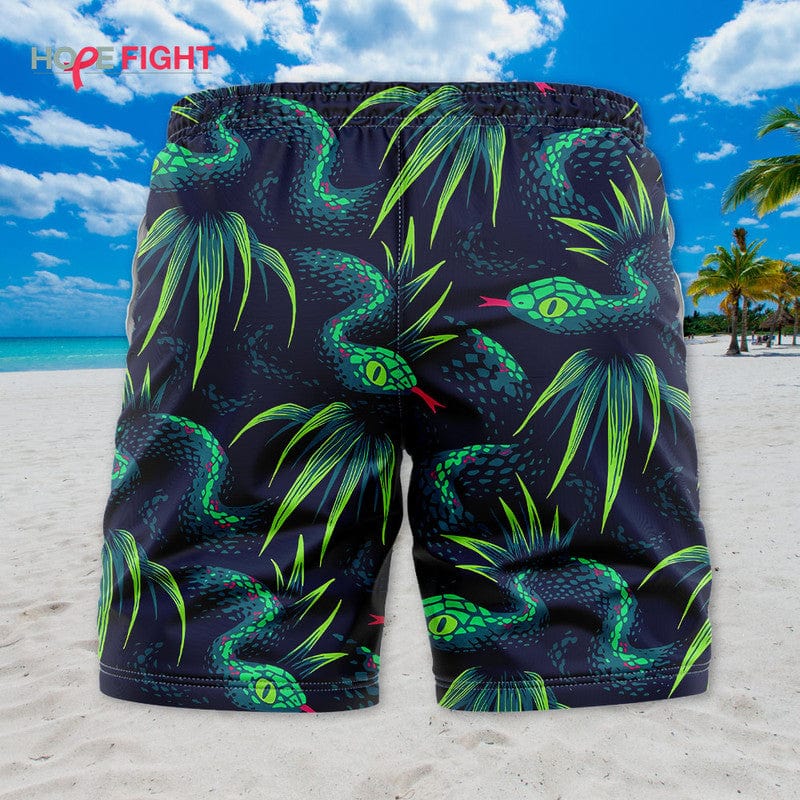 Tropical Snake Swim Trunks, Neon Serpent Jungle Outfit