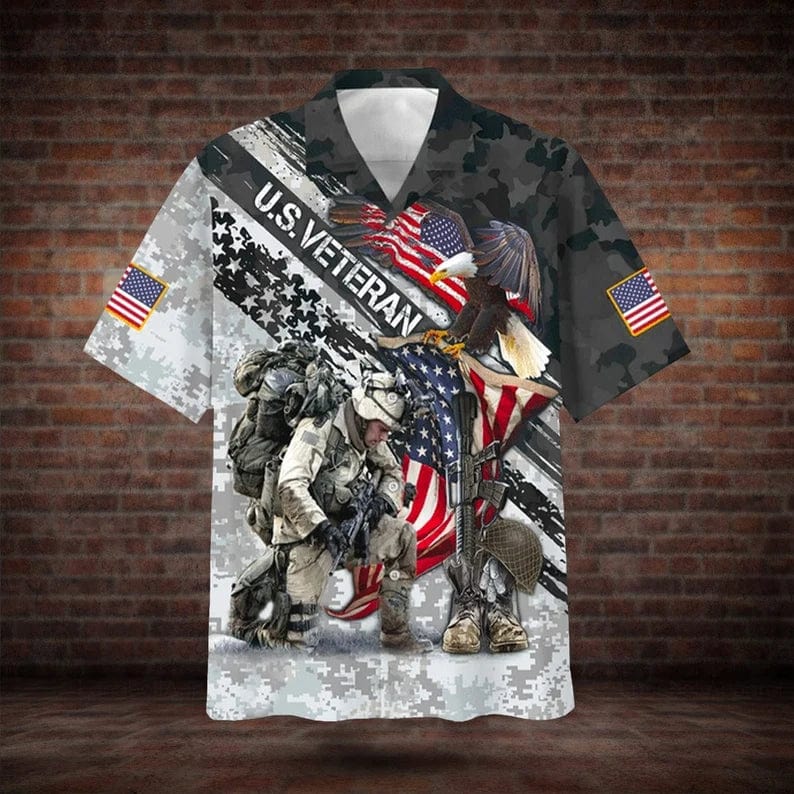 US Veteran Hawaiian Shirt, Button Up Shirt