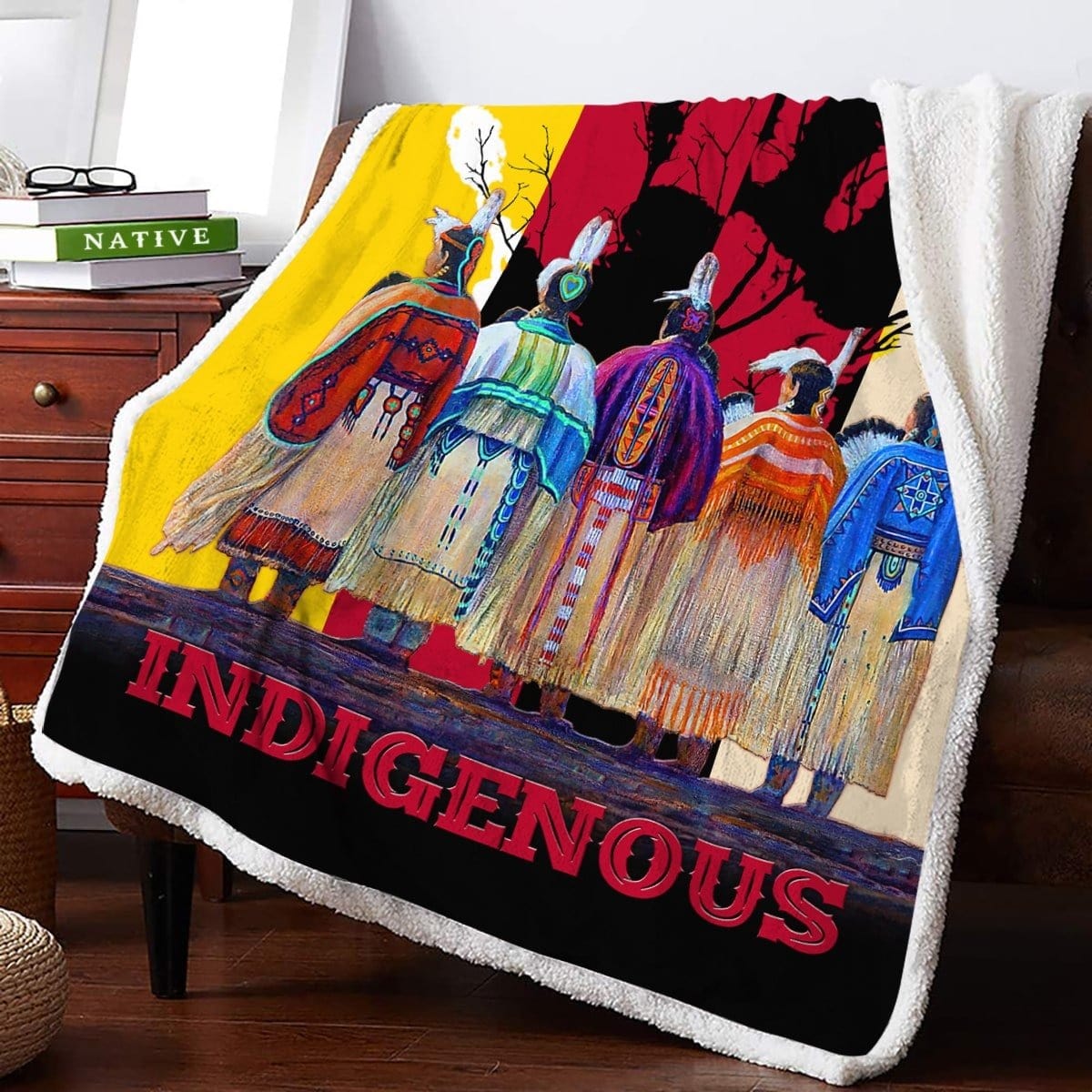 Native American Indigenous Fleece & Sherpa Blanket
