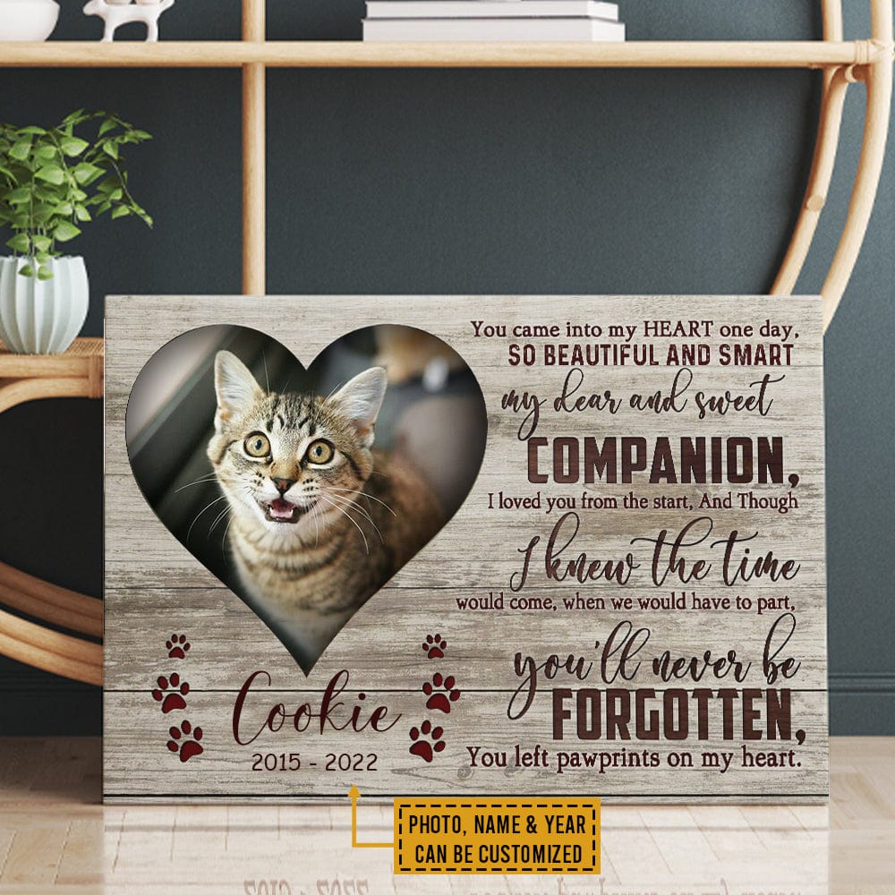 Personalized Cat Memorial Poster, You'll Never Be Forgotten, You Left Pawprints On My Heart