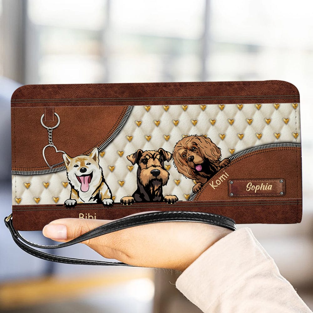 Personalized Dog Wallet 20x11cm Custom Dog Breed Name Design Faux Hope Fight