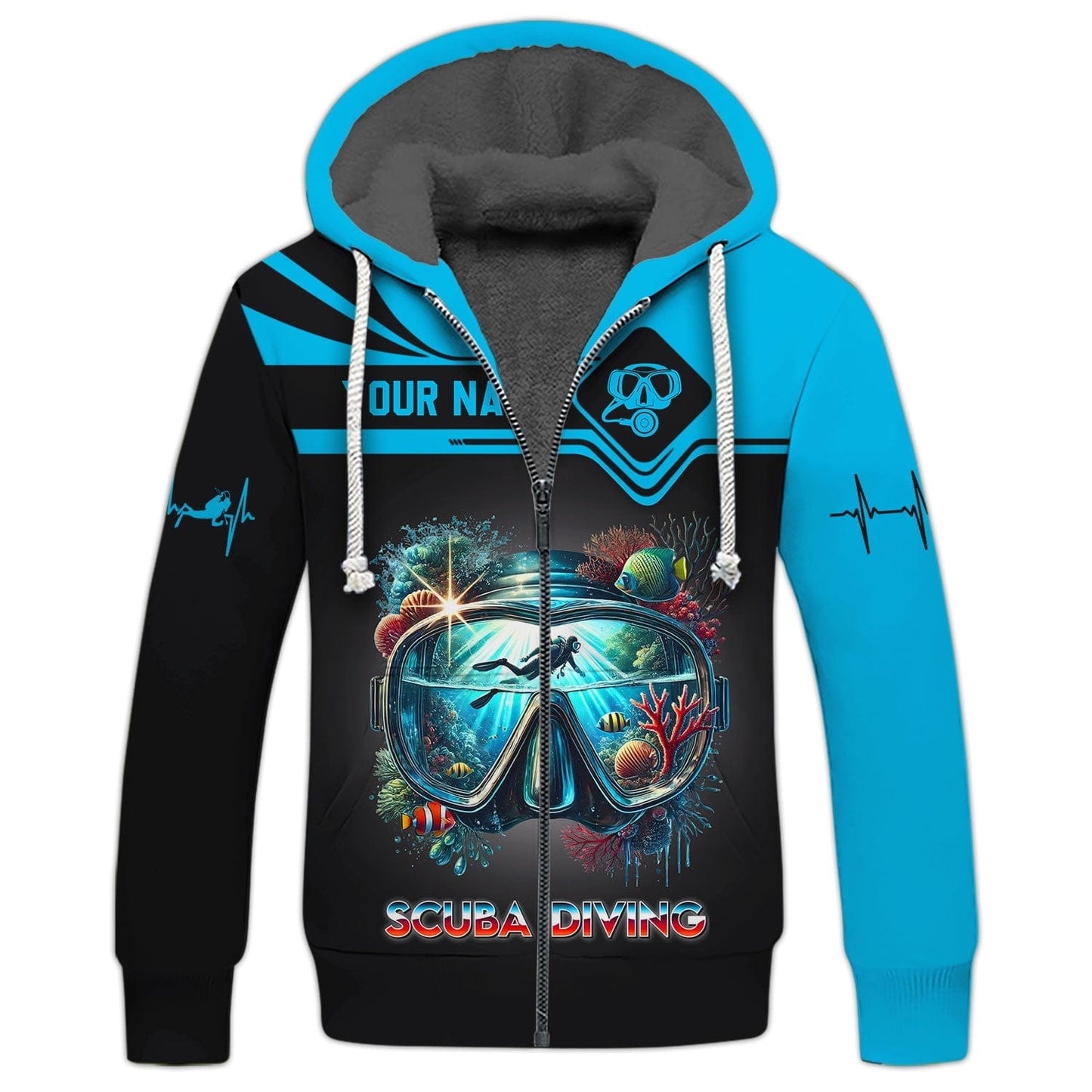 All Over Printed Ocean In Scuba Mask Personalized Name Gift For Diver Lovers