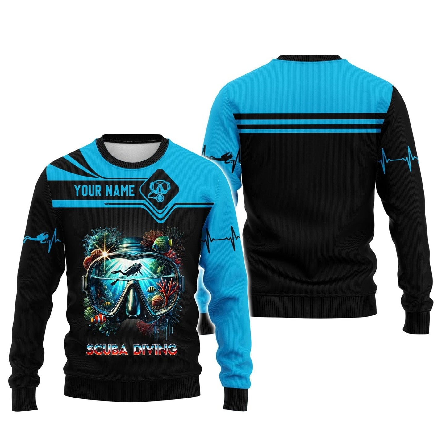 All Over Printed Ocean In Scuba Mask Personalized Name Gift For Diver Lovers