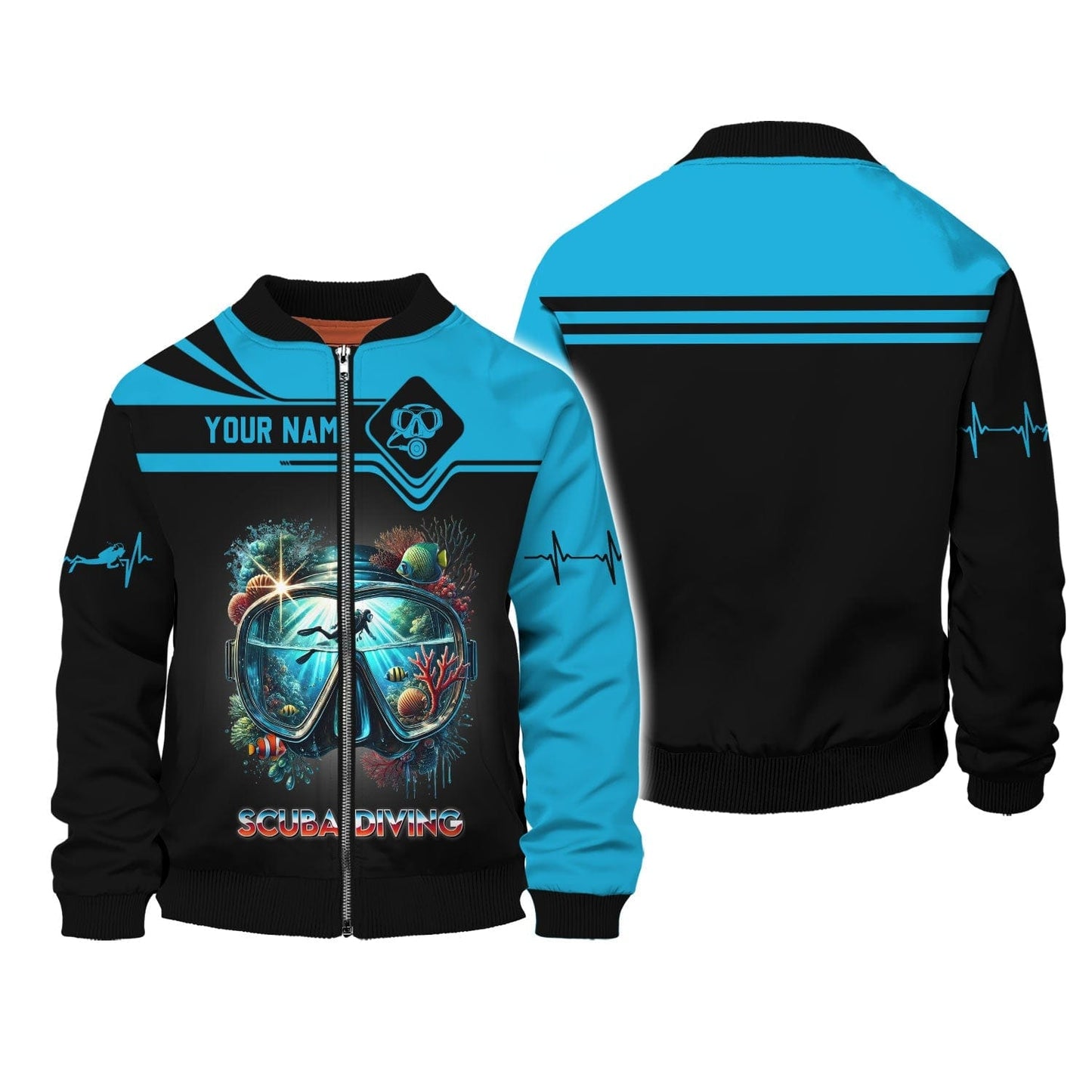 All Over Printed Ocean In Scuba Mask Personalized Name Gift For Diver Lovers