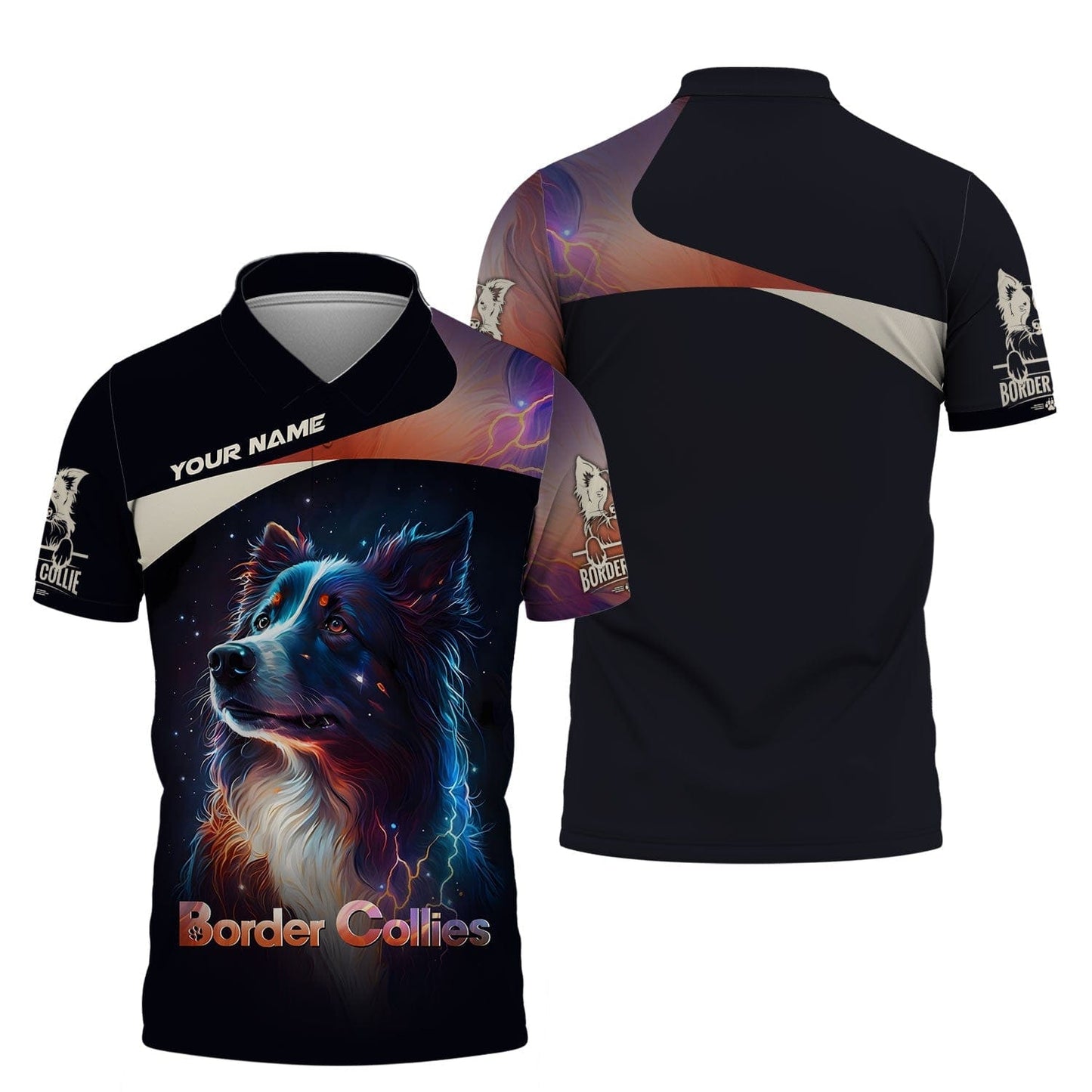 Border Collie With Galaxy Color Custom T-Shirts Border Collie 3D Shirt Gift For Dog Lover, All Over Printed