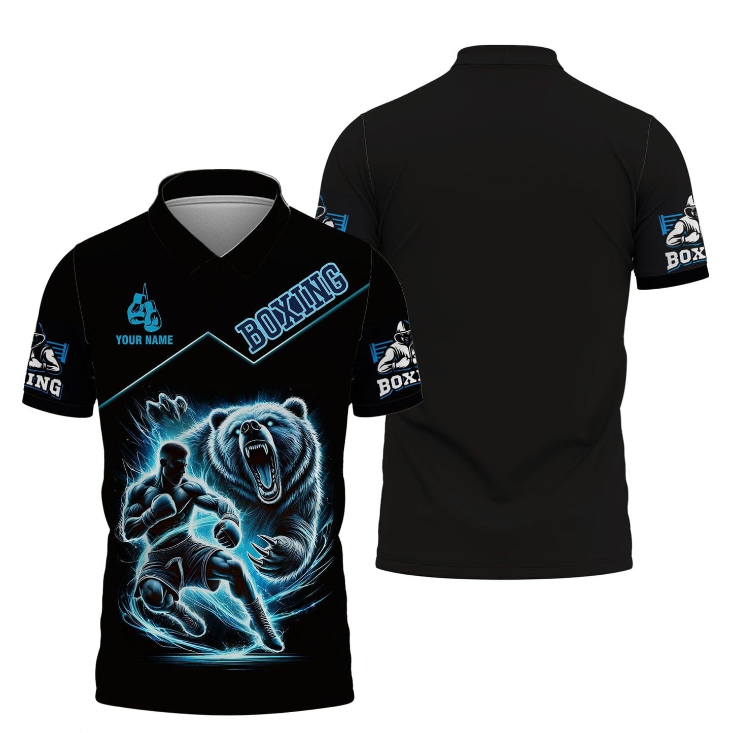 Boxer With Bear Custom Name 3D Shirt Personalized Gift For Boxing Lovers, All Over Printed