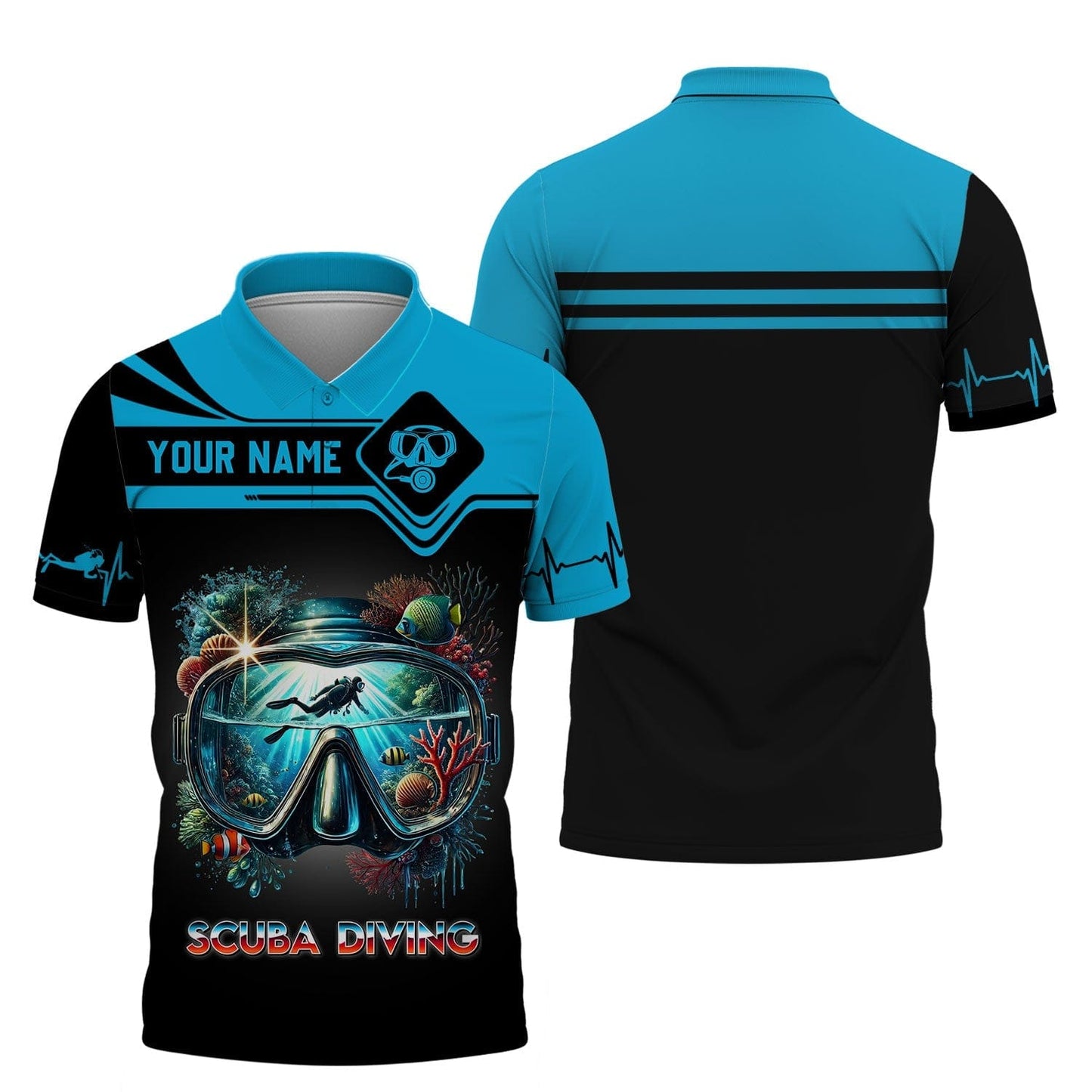 All Over Printed Ocean In Scuba Mask Personalized Name Gift For Diver Lovers