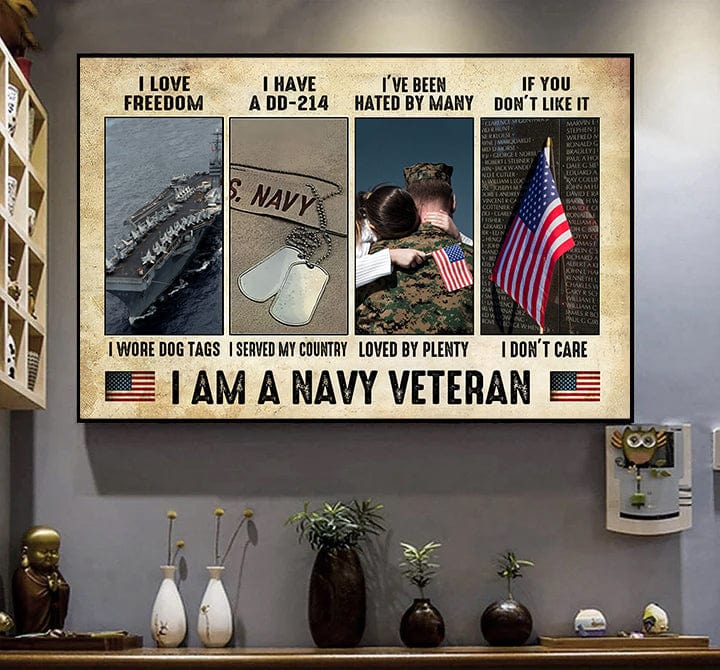 I Am A Navy Veteran Poster, Canvas