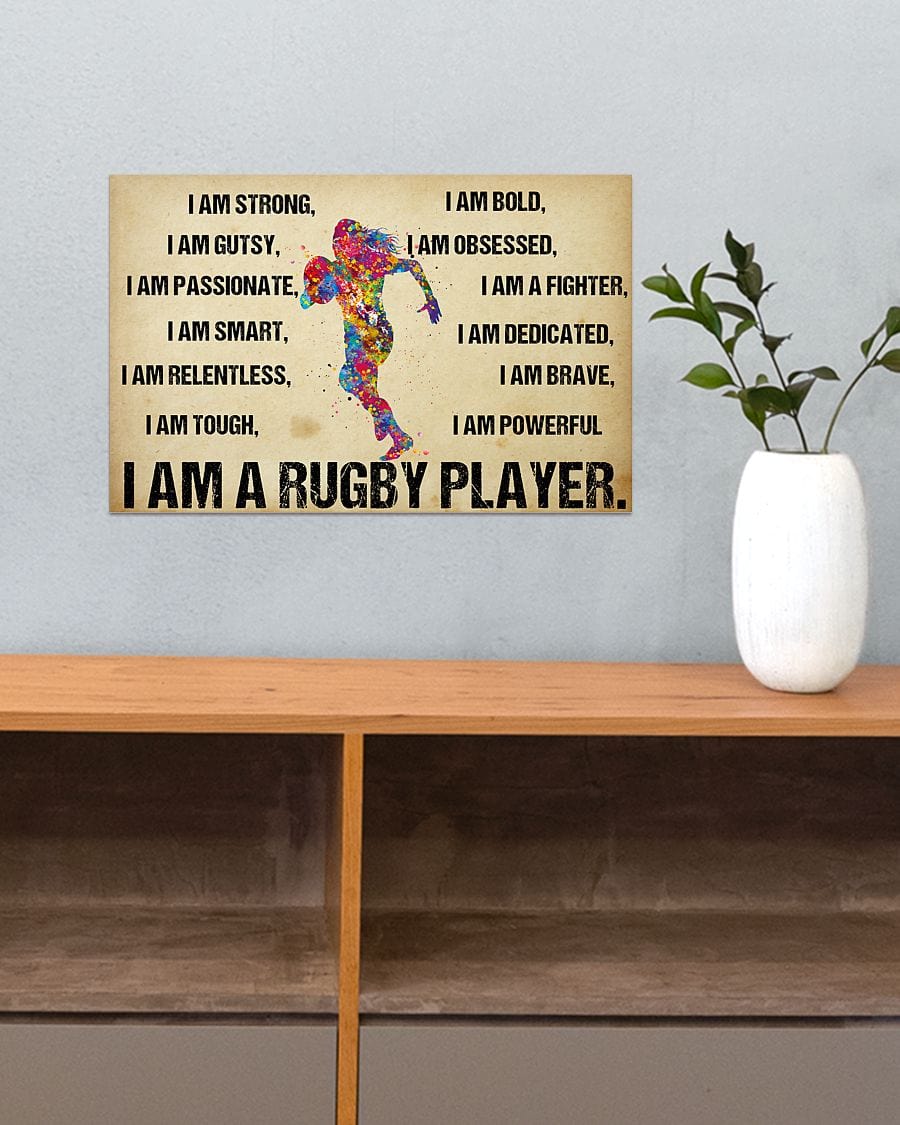 I Am A Rugby Player Girl Poster, Canvas