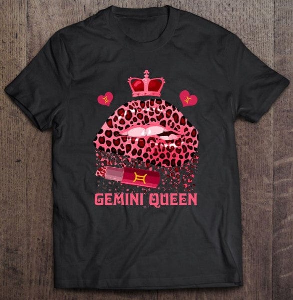 Gemini Queen Leopard Pink Lips Zodiac Shirt