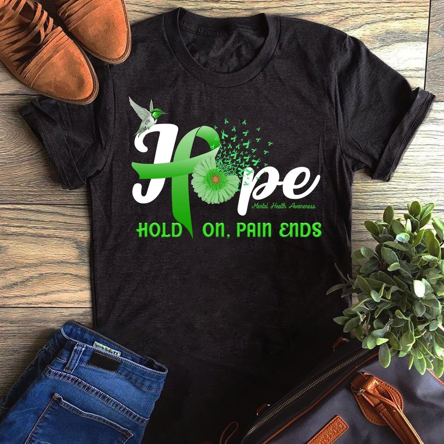 Flower Daisy Dandelion Hummingbird Hope Hold On Pain Ends Mental Health Awareness Shirt
