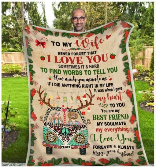 Hippie Blanket To My Wife Never Forget That I Love You Fleece Blanket