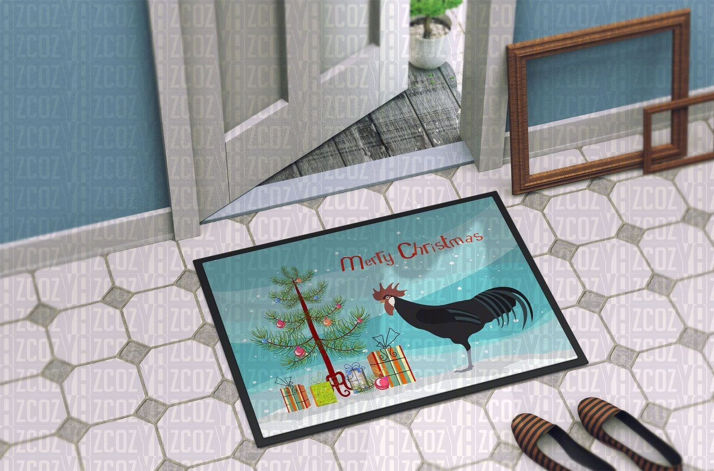 Felpudo navideño con pollo de Ctalalan de Menorca