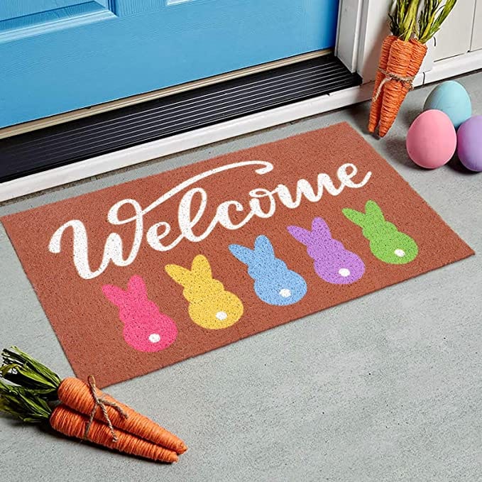 Welcome Doormat Bunny Peeps