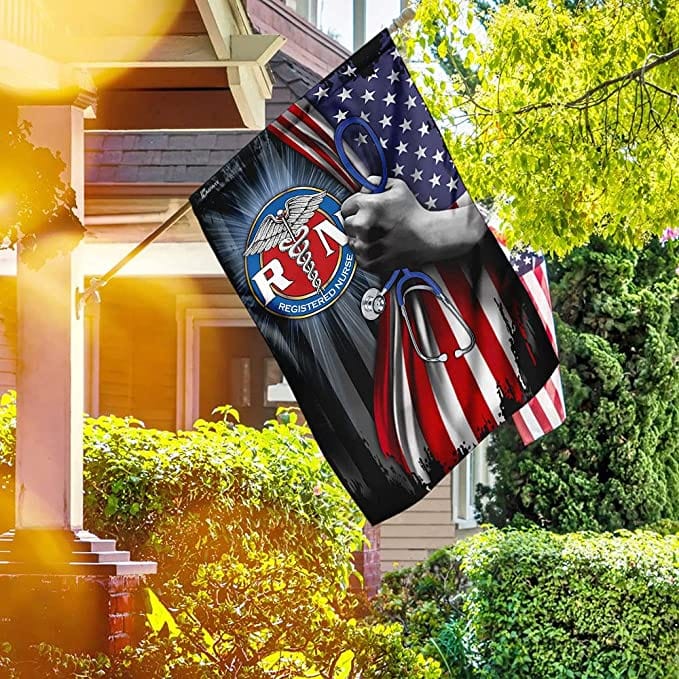 Bandera estadounidense para casa y jardín de enfermeras registradas