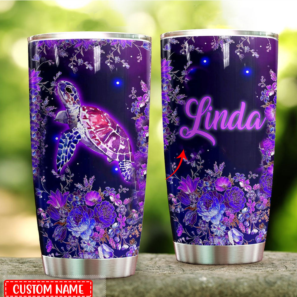 Vaso personalizado con forma de tortuga con diseño floral