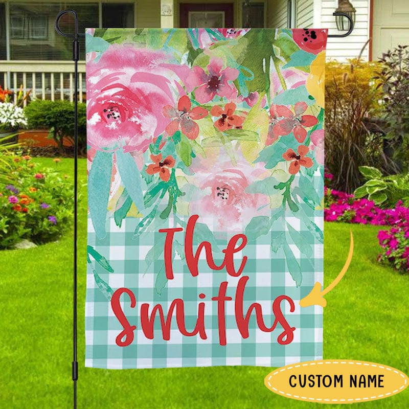 Spring Summer Garden Flower Family Name Personalized House & Garden Flag