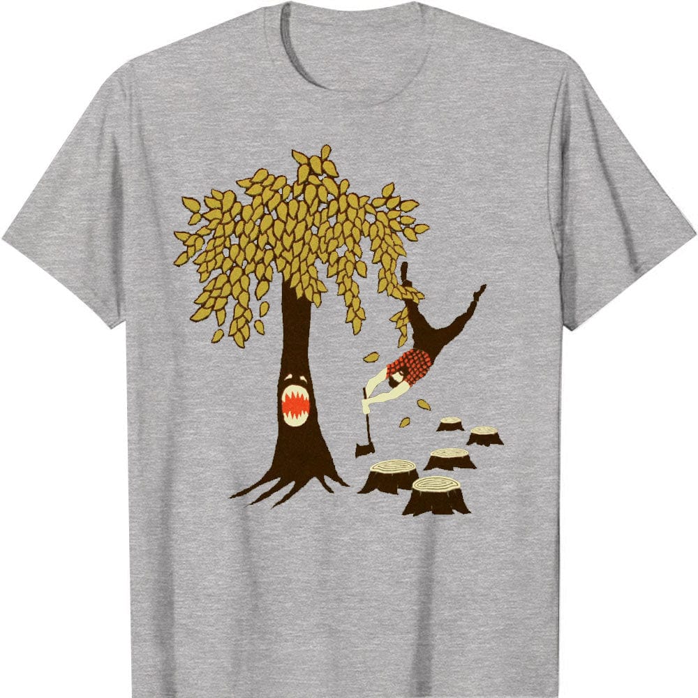 Beard Lumberjack Holding Axe In The Woodland Funny Lumberjack T-Shirt