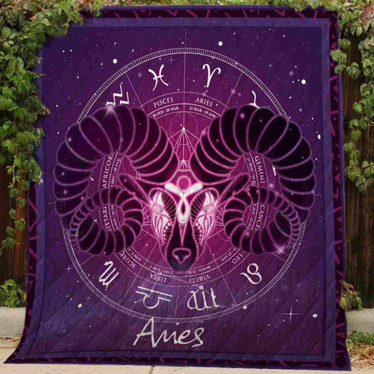 Aries Horoscope Zodiac Fleece & Sherpa Blanket