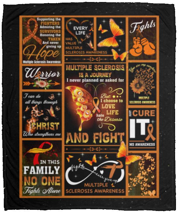 Butterfly Warrior Multiple Sclerosis Is A Journey I Never Planned Or Asked For Multiple Sclerosis Awareness Fleece & Sherpa Blanket