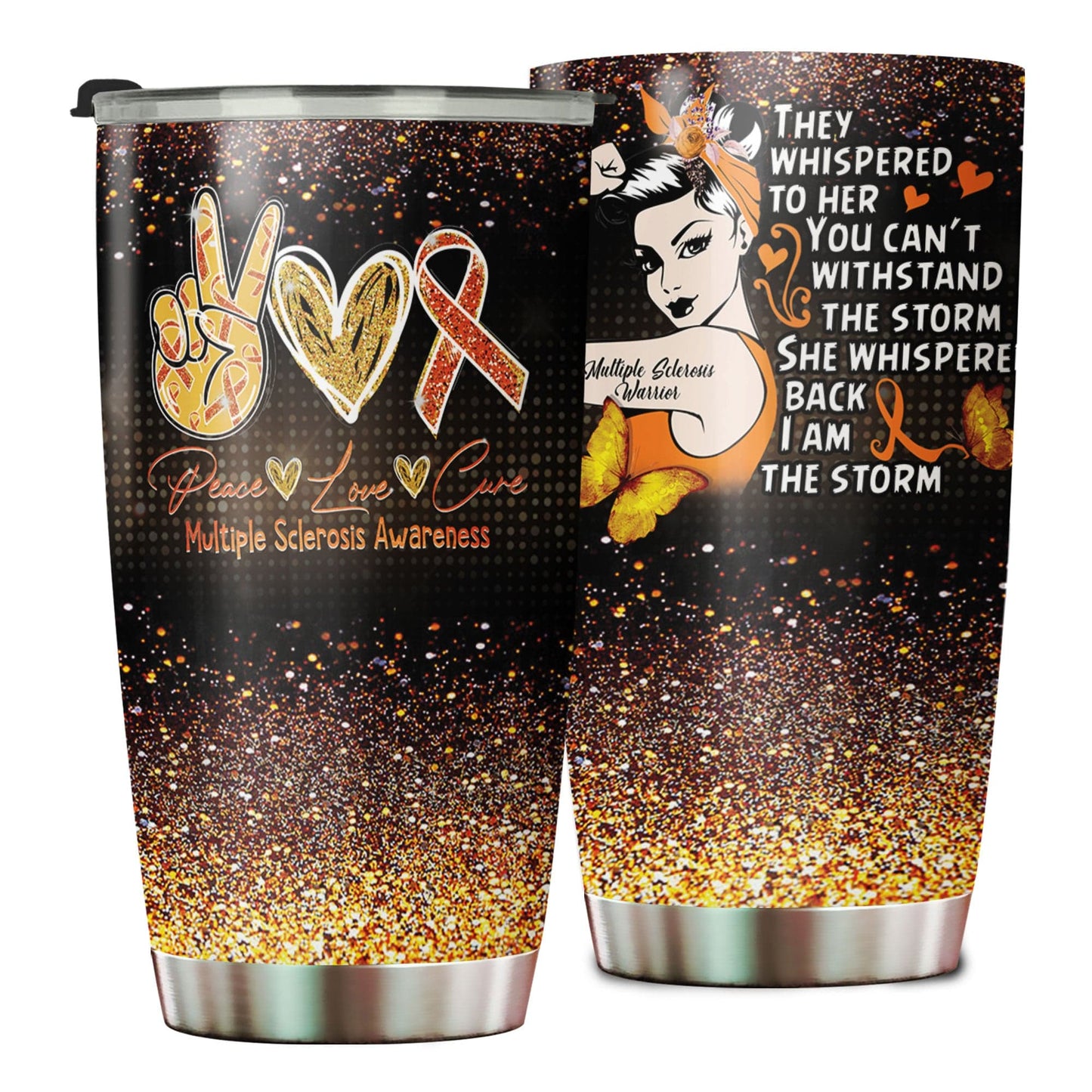 Peace Love Cure Multiple Sclerosis Awareness Tumbler