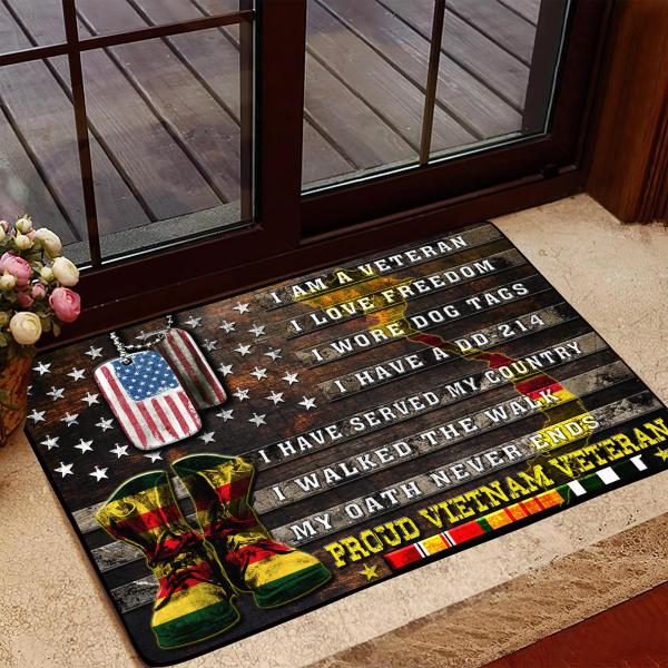 I Am A Veteran I Love Freedom Proud Vietnam Veteran Doormat