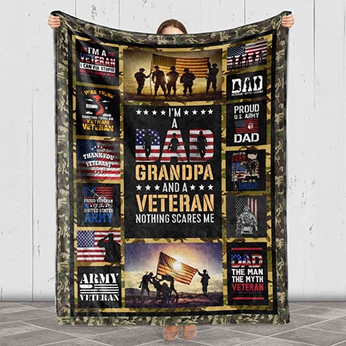 I Am A Dad Grandpa And A Veteran Nothing Scares Me Blanket