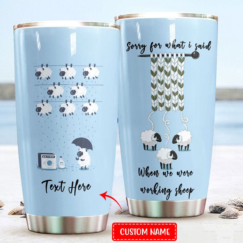 Vaso personalizado con la frase "Cuando trabajábamos con ovejas"