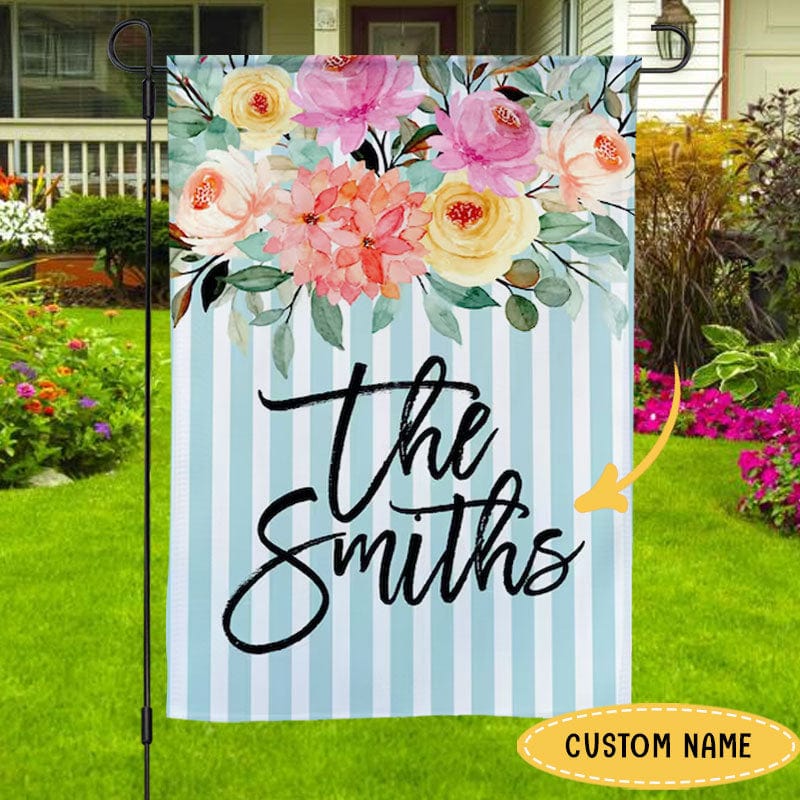 Spring Summer Flower Family Name Personalized House & Garden Flag