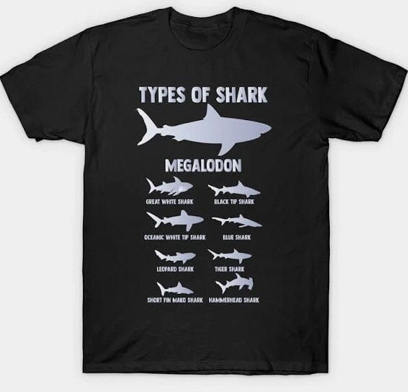 Camiseta de tipos de tiburones