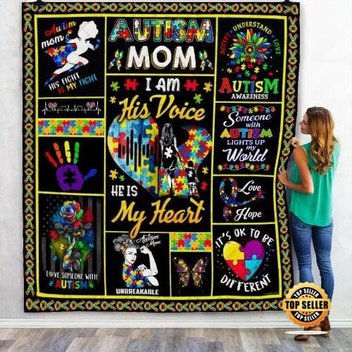 I Am His Voice He Is My Heart Autism Awareness Fleece & Sherpa Blanket
