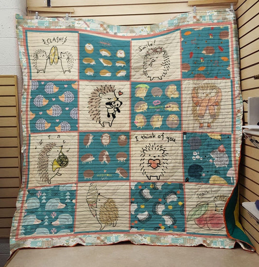 I Think Of You Cute Hedgehog Blanket