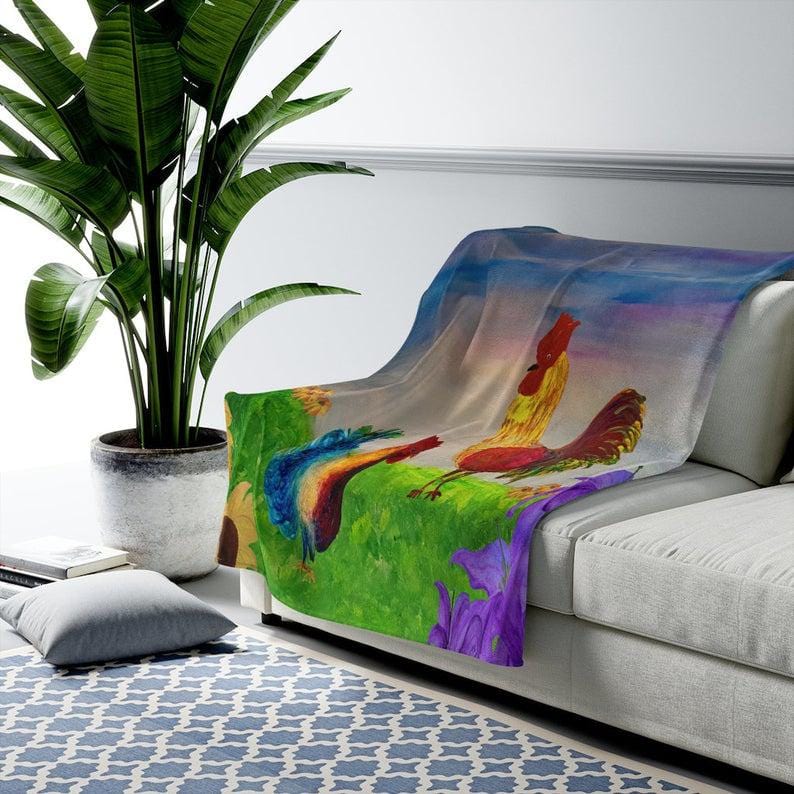 Rooster Velveteen Chicken Blanket