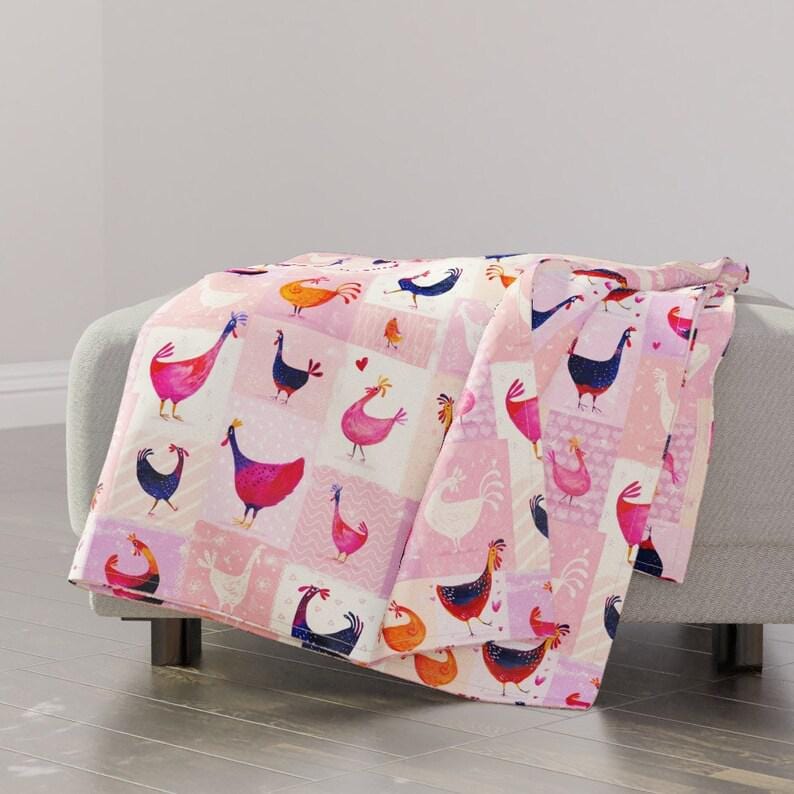 Pink Chicken Pattern Cute Chicken Blanket