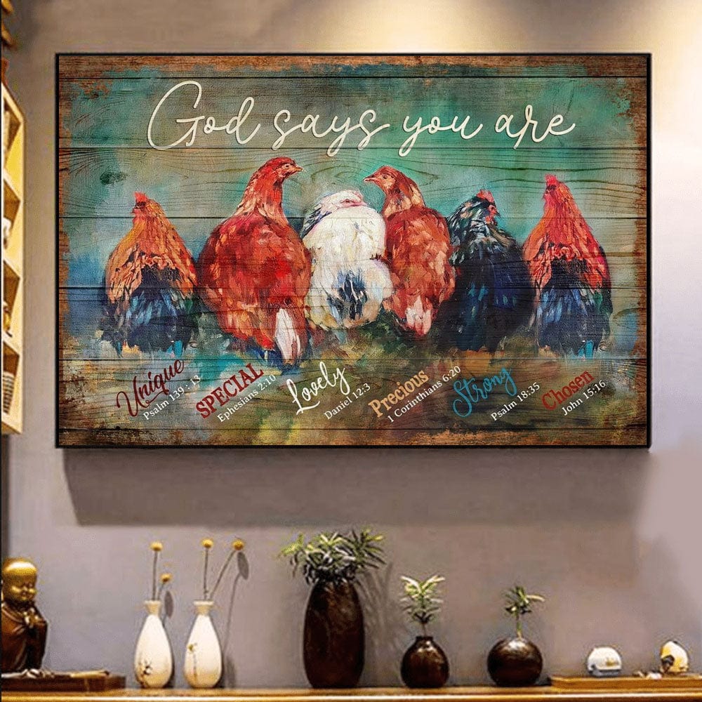 God Says You Are Chicken Painting Chicken Poster, Canvas